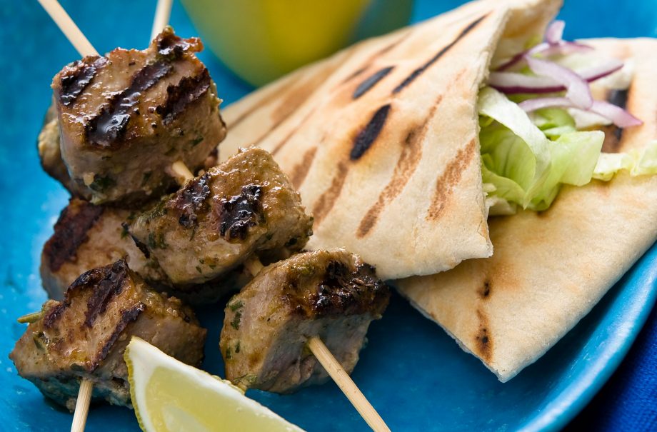 Lamb kebabs in pitta
