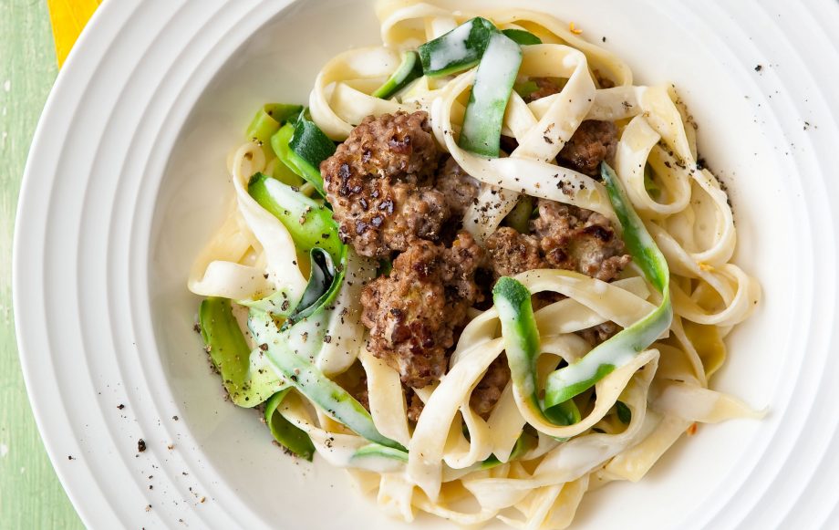 Lemony tagliatelle with meatballs