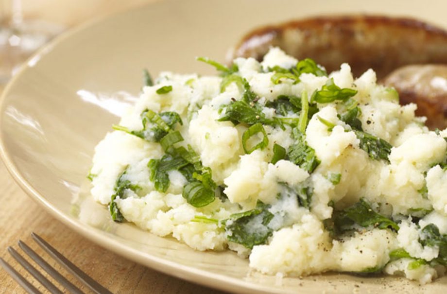 Sausages with kale mash