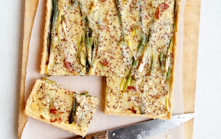 Smokey cheese bacon and potato tart