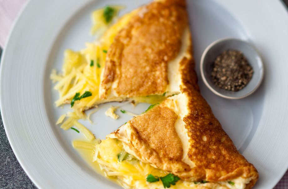 Smoky cheese souffle omelette