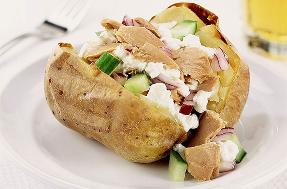 Tuna and onion jacket potatoes
