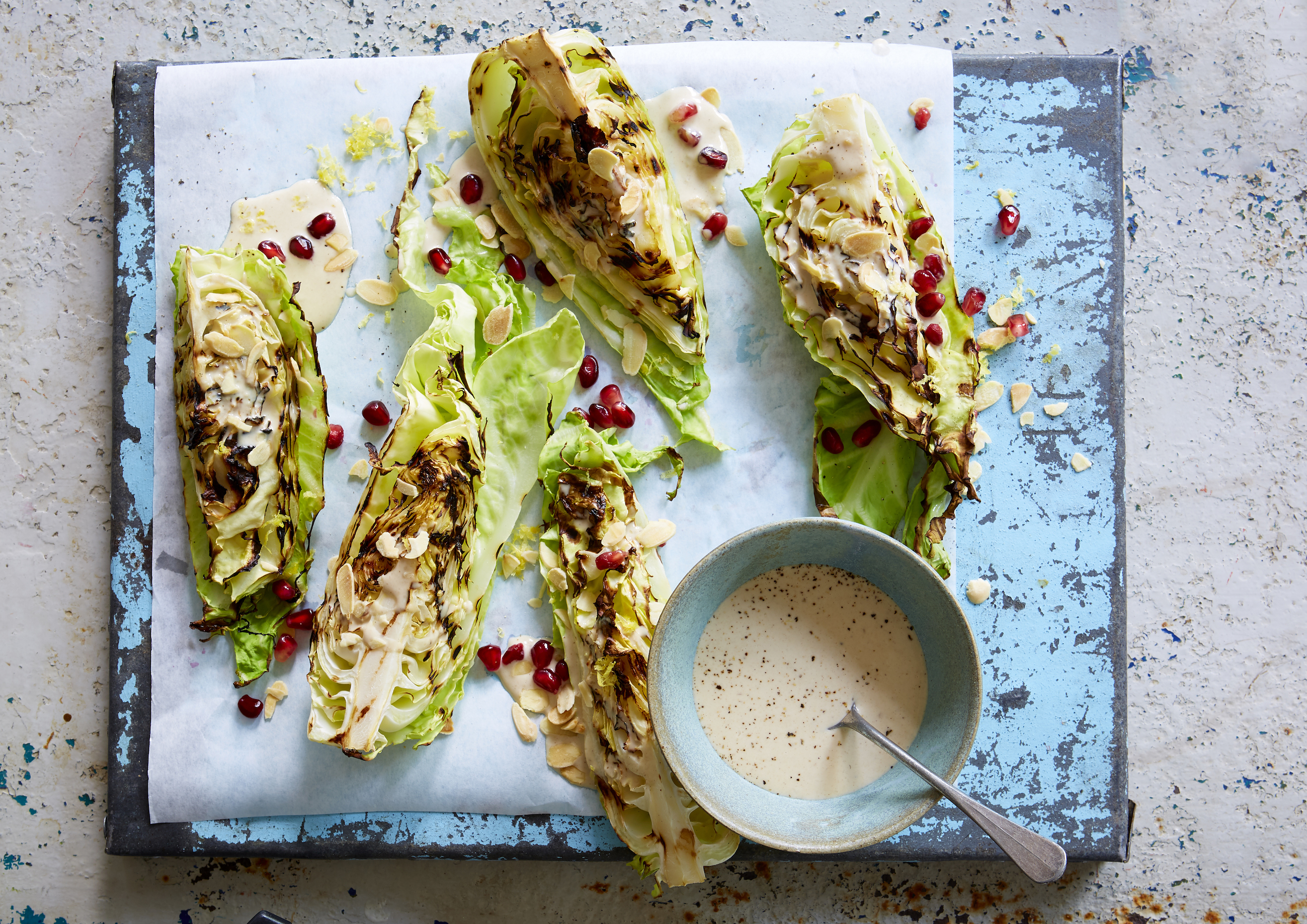 Grilled Cabbage With Tahini Dressing Lunch Recipes GoodtoKnow