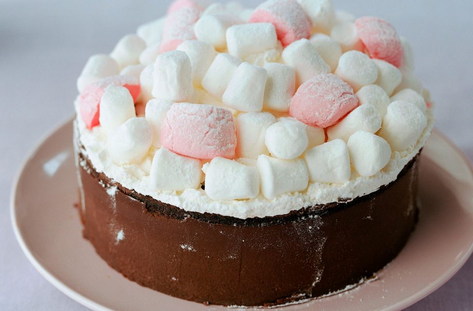 Chocolate and marshmallow birthday cake