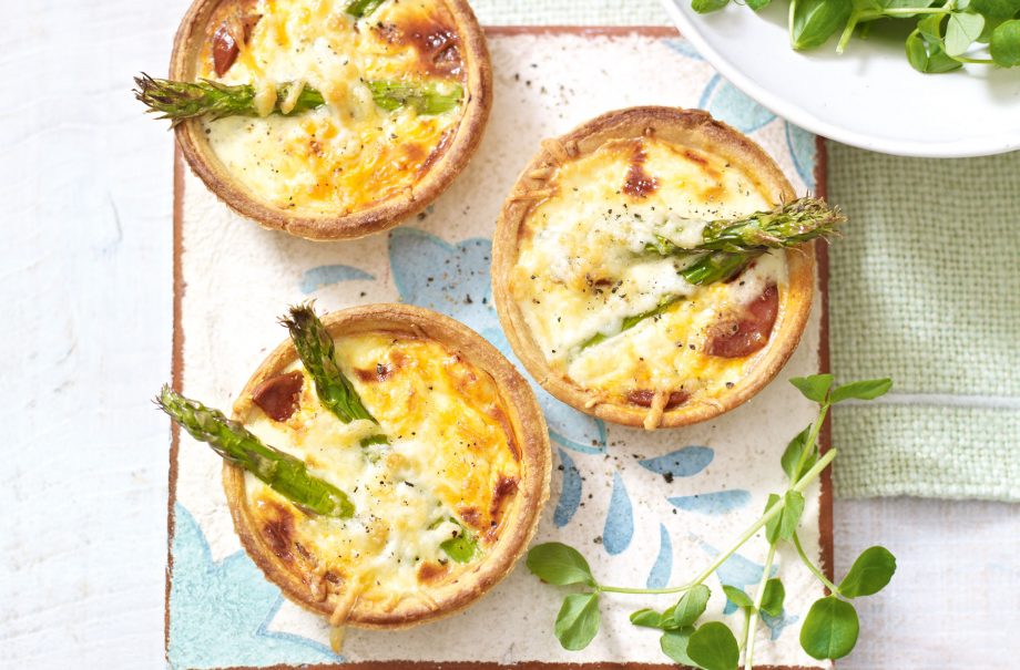 Chorizo and asparagus tarts
