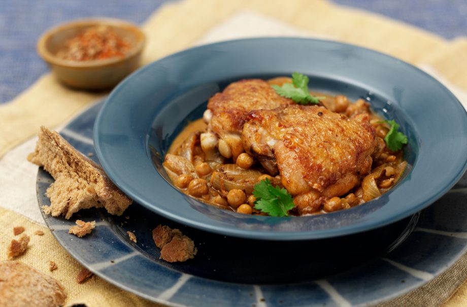 Mellow-spiced chicken and chickpeas