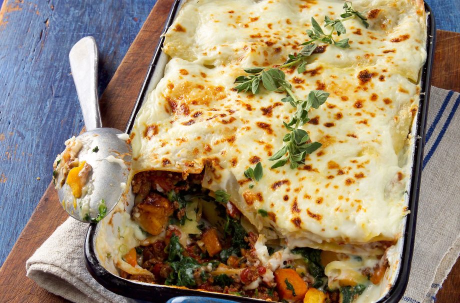 Quorn, squash and spinach lasagne