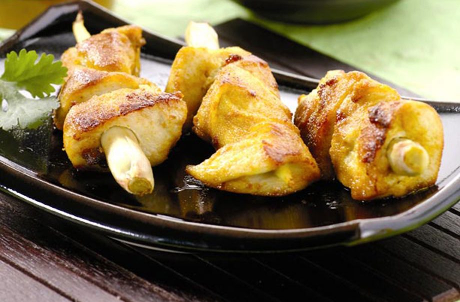 Satay chicken skewers