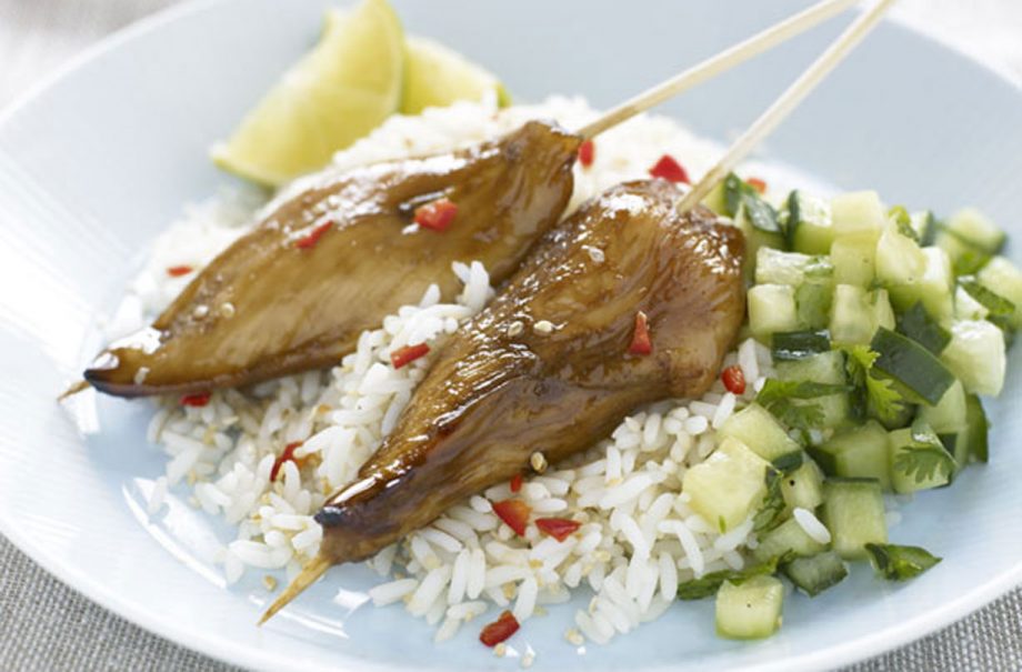 Teriyaki chicken skewers