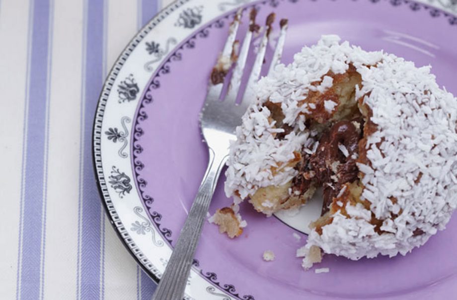 Chocolate and coconut doughnuts
