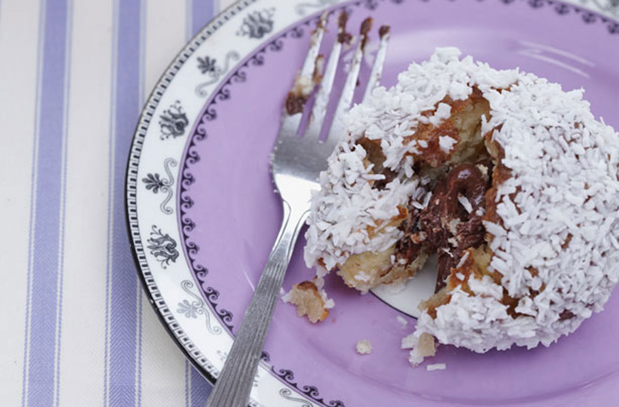 Chocolate and coconut doughnuts