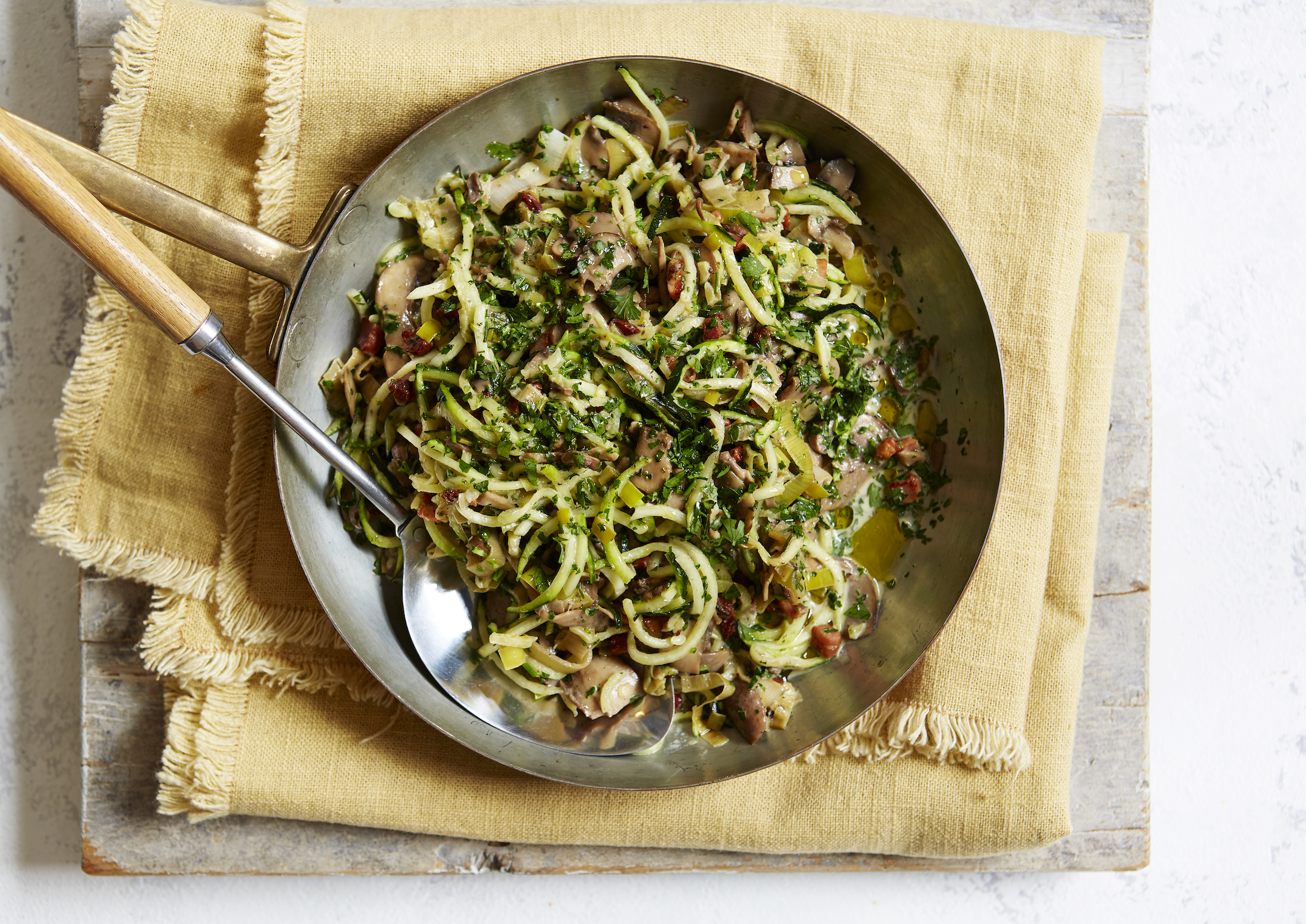 Courgette Spaghetti With Mushroom And Pancetta Dinner Recipes