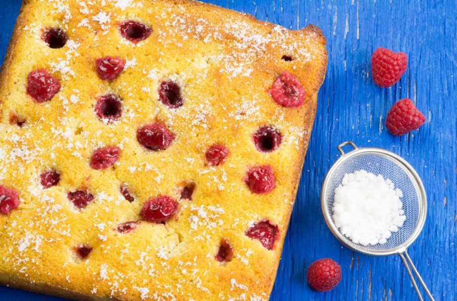 White chocolate and raspberry blondies