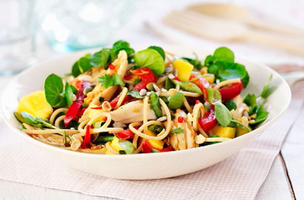 Chicken and pepper pasta salad
