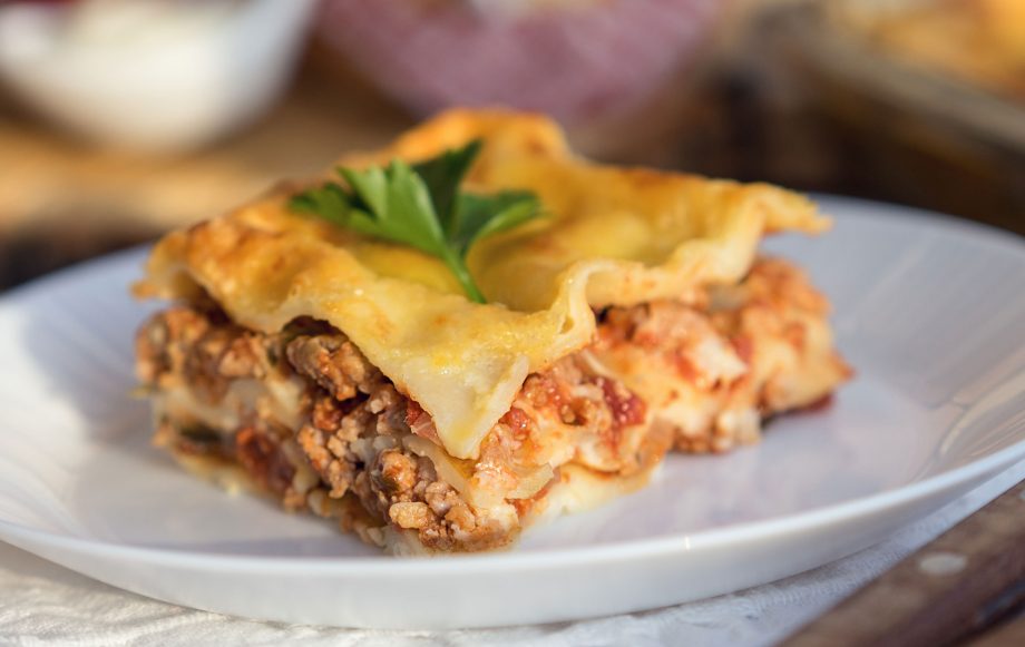 Lower-fat beef lasagne