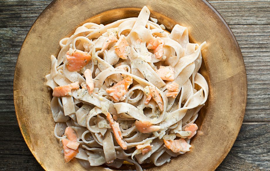 Pasta with smoked salmon cream sauce
