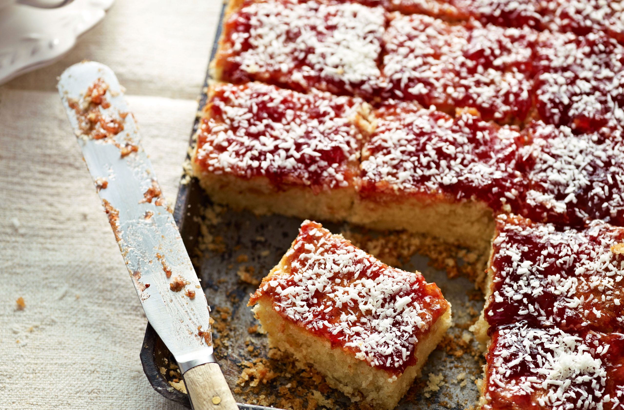 Jammy coconut squares
