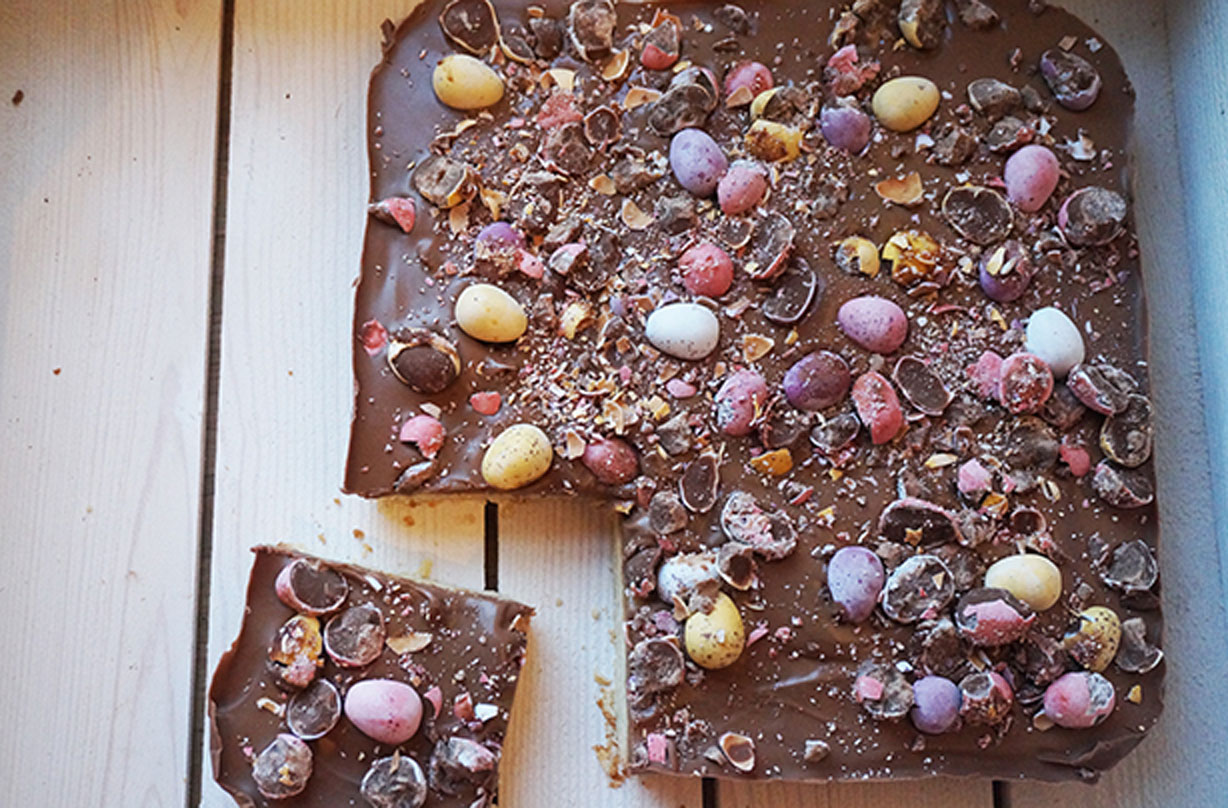Mini egg millionaire’s shortbread