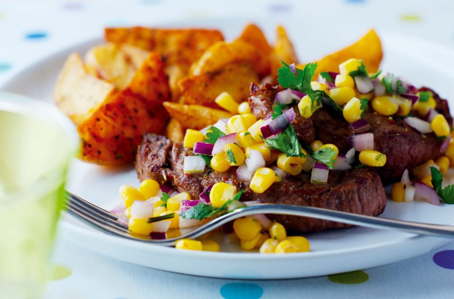 Lamb chops and sweetcorn salsa