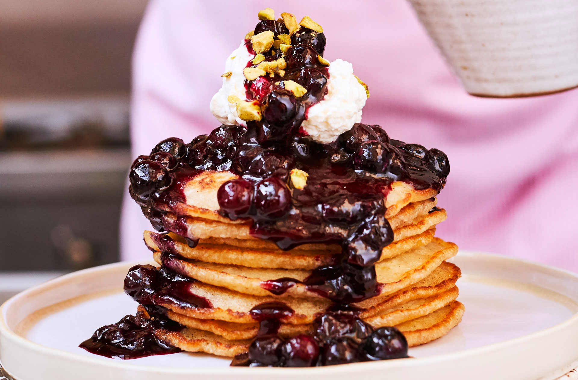 Lily Vanilli's pancakes with blueberries