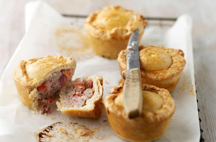 Sausage, bacon and mustard pies