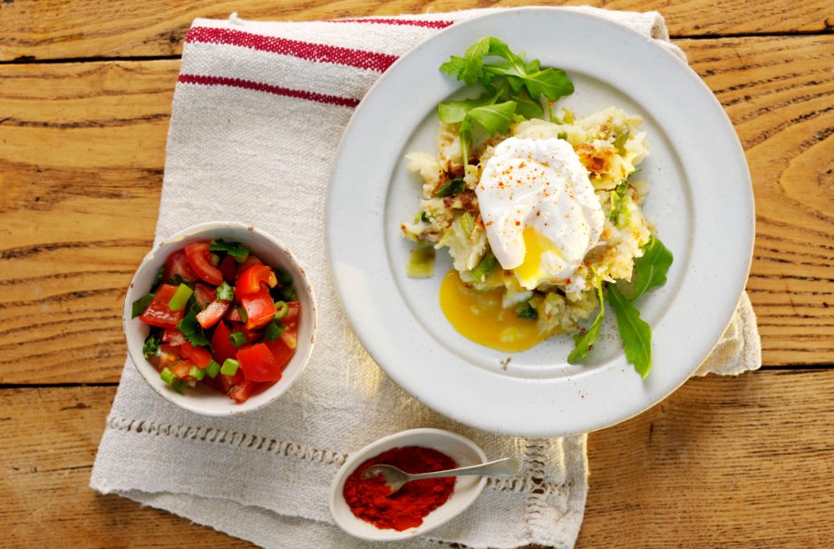 Bubble and squeak with smoky egg