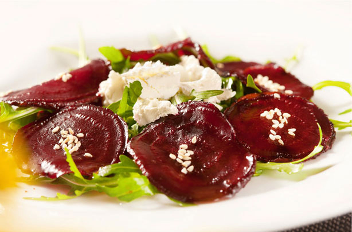 Warm lentil and beetroot salad