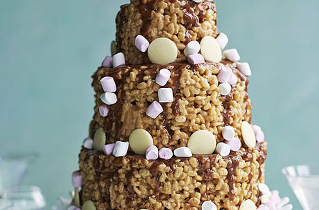 Birthday party giant rice krispie cake
