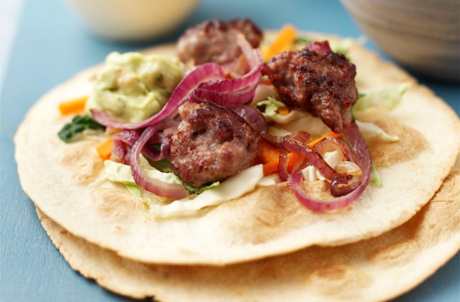 Lamb and guacamole wraps
