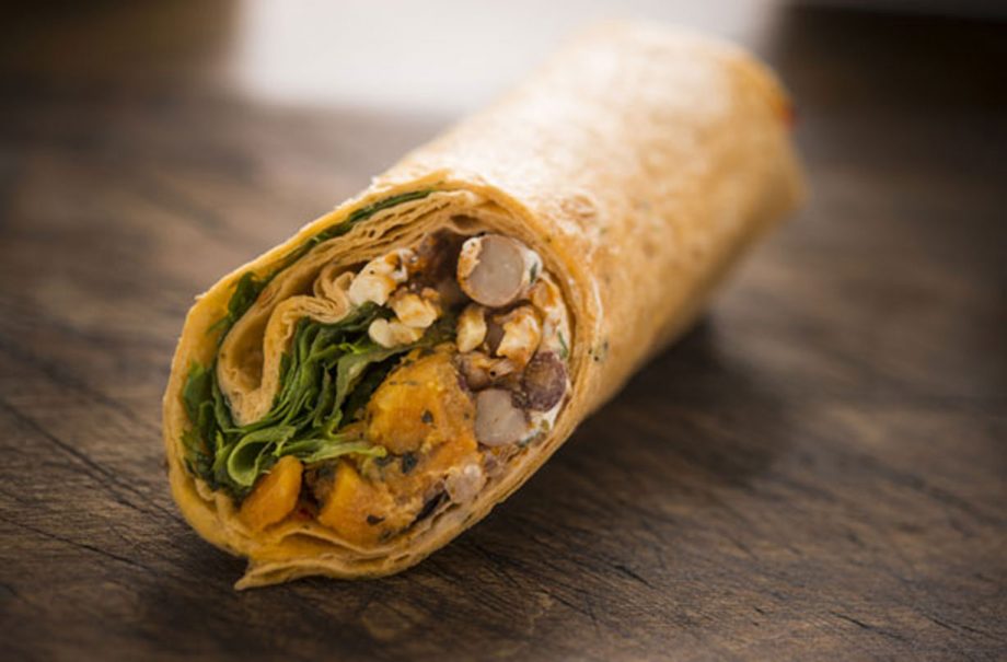 Mexican sweet potato and bean wrap