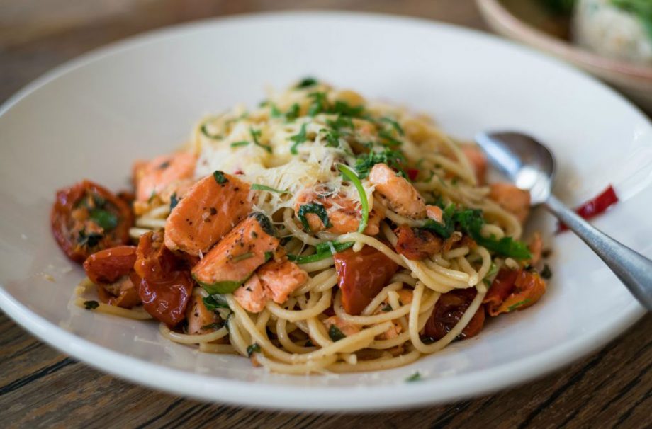 Salmon pasta with creme fraiche