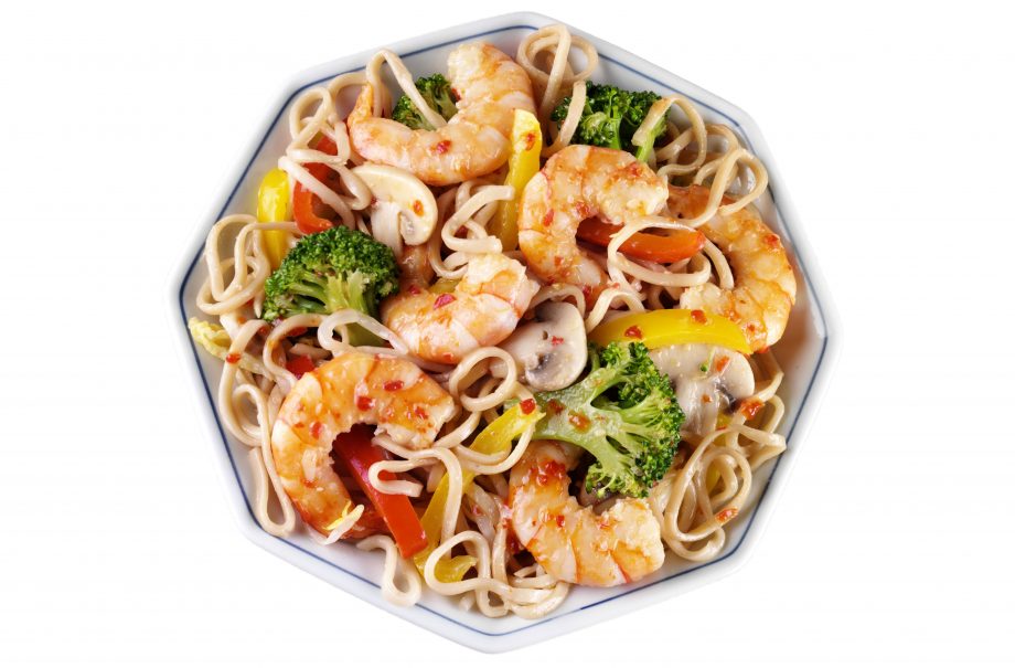 Stir-fry prawns with mushroom and broccoli