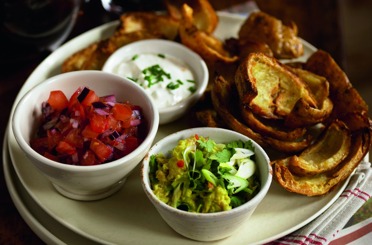 canape recipe_Potato skins with dips