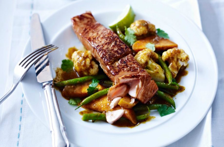 Japanese-style salmon and vegetable