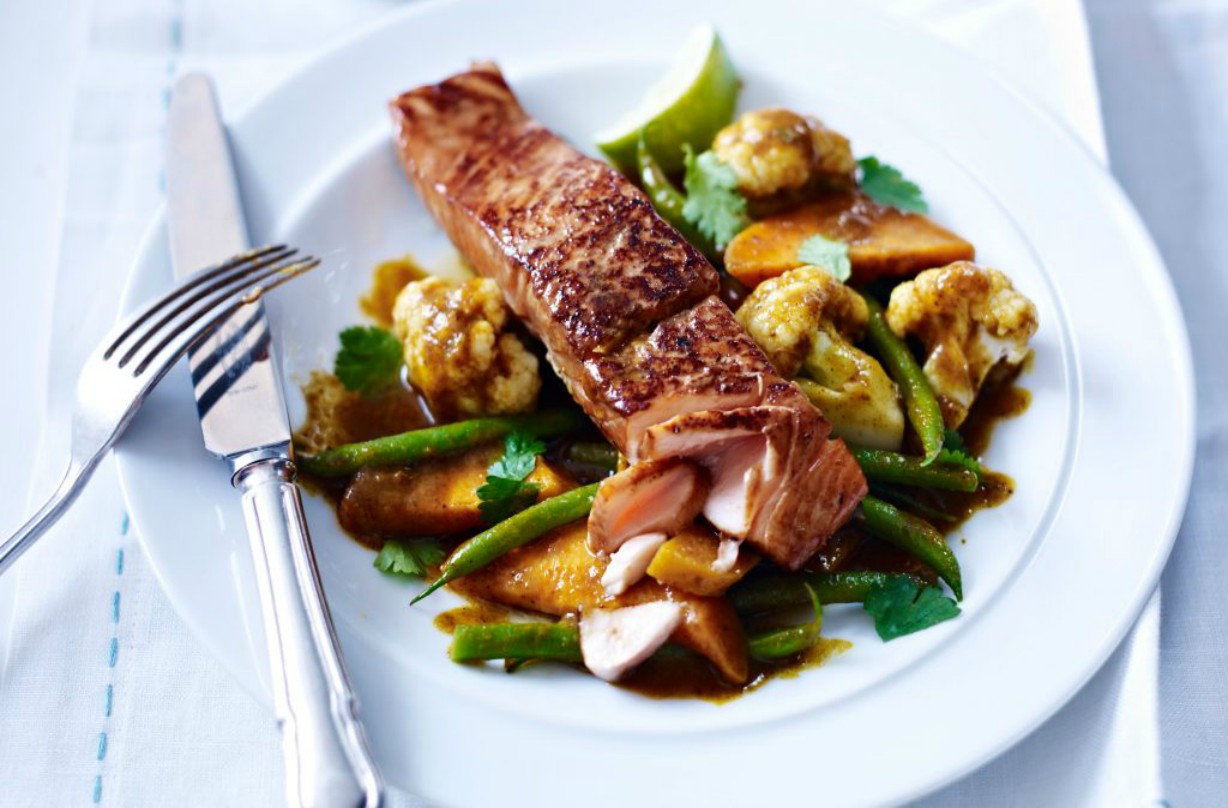 Japanese-style salmon and vegetable