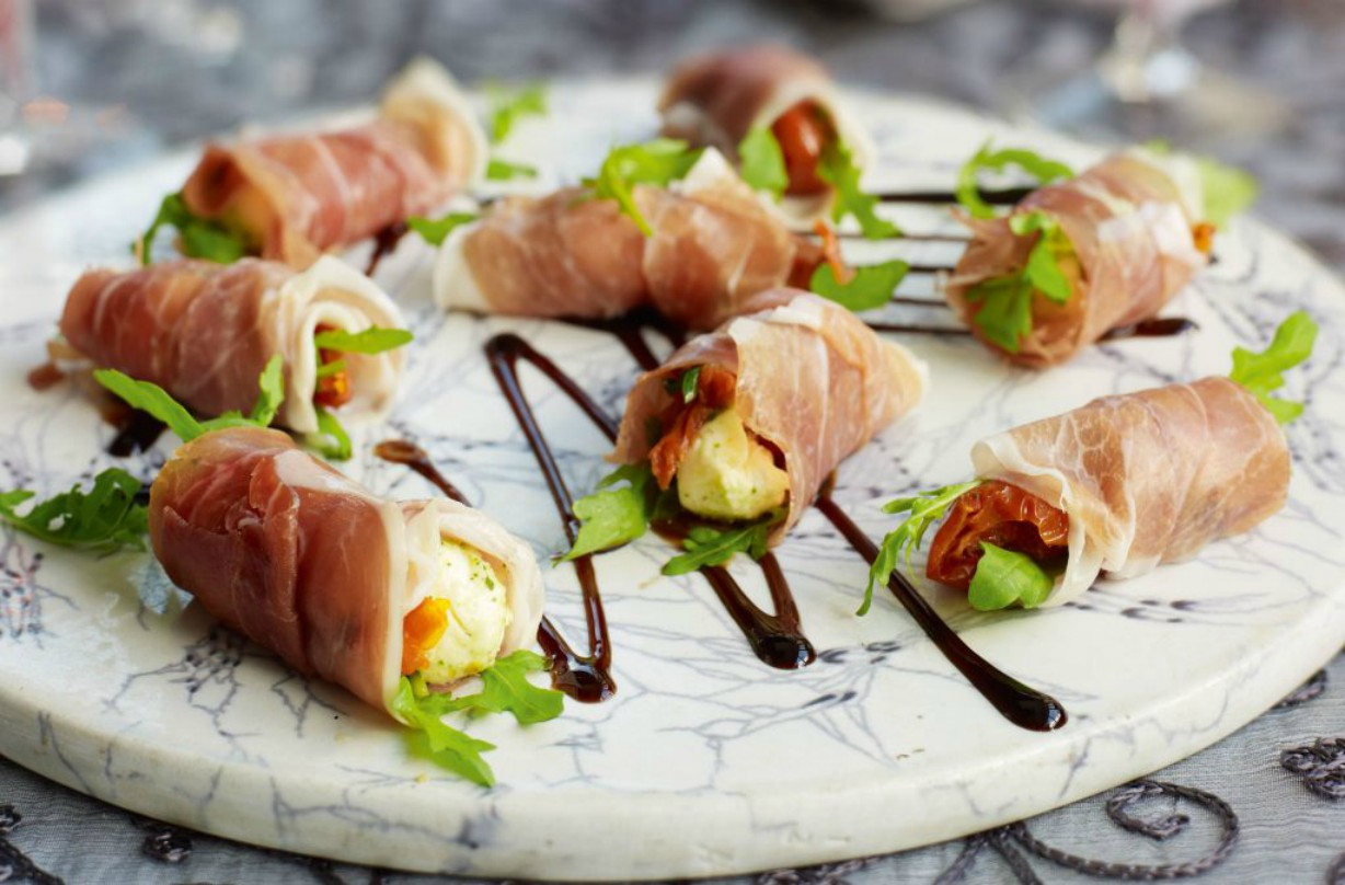 canape recipe Parma ham and mozzarella bites