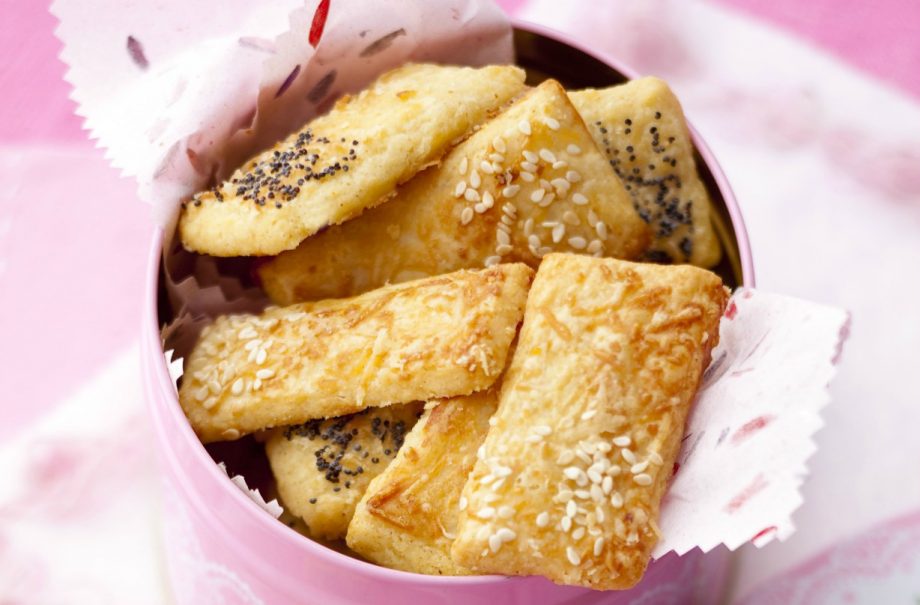 Seeded Parmesan biscuits canapes