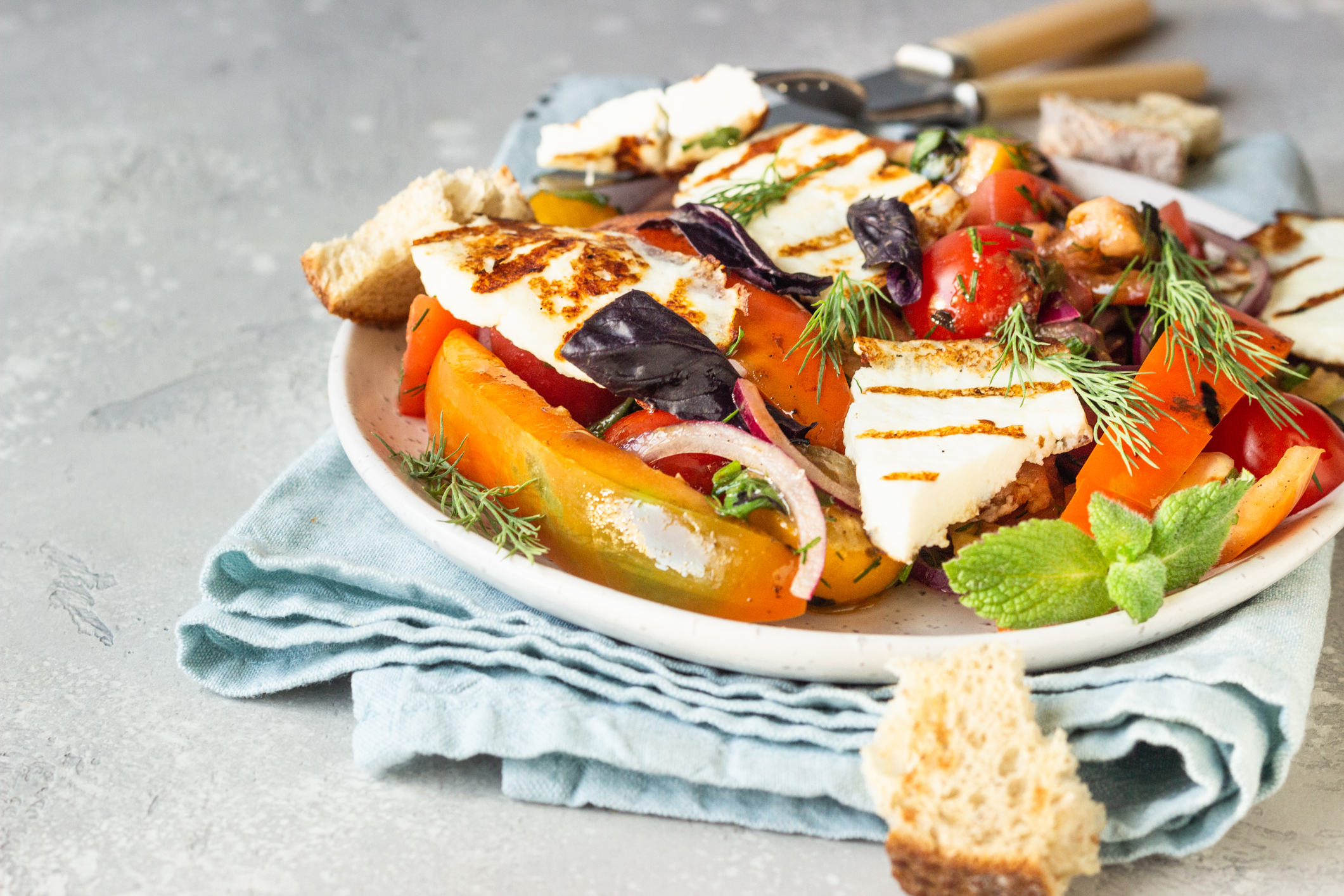 Roasted Veg Salad with Halloumi