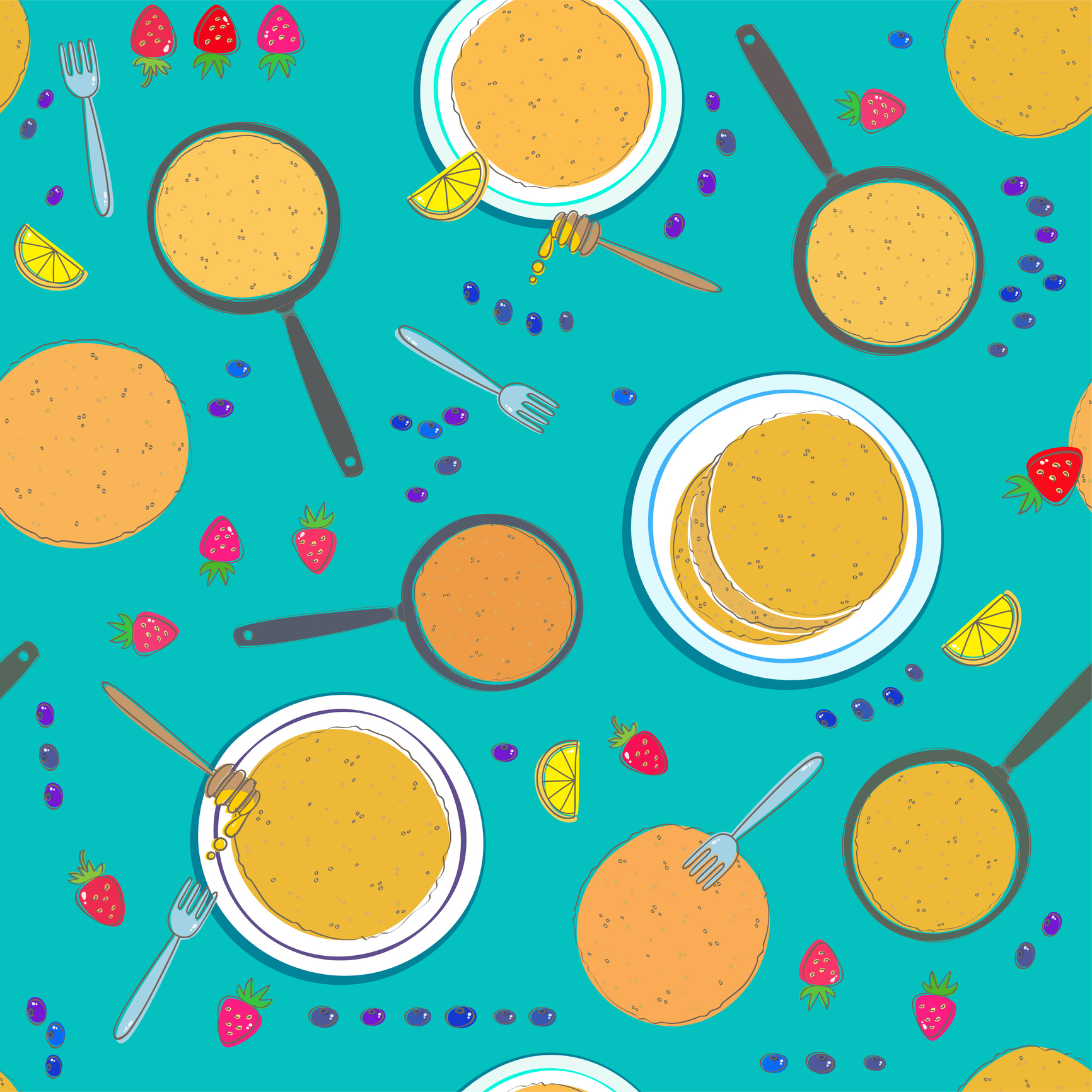 What day is pancake day 2020 pattern with pancakes and ingredients.