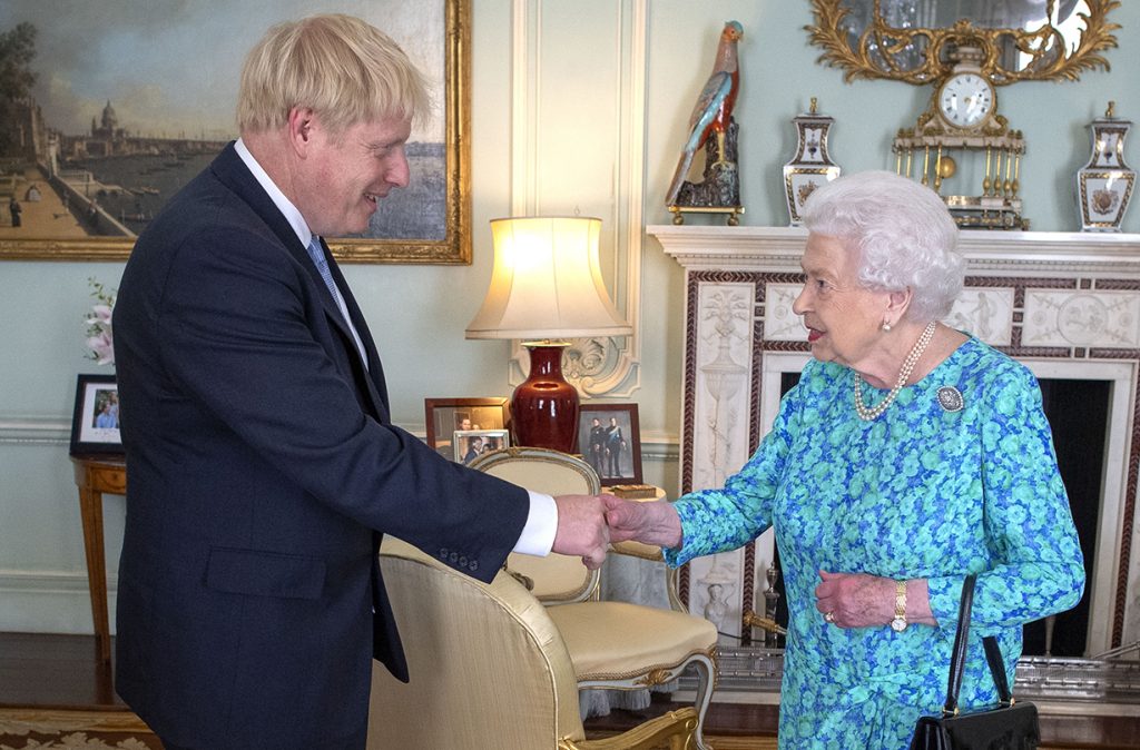 queen photo weekly audience boris johnson self isolation windsor castle