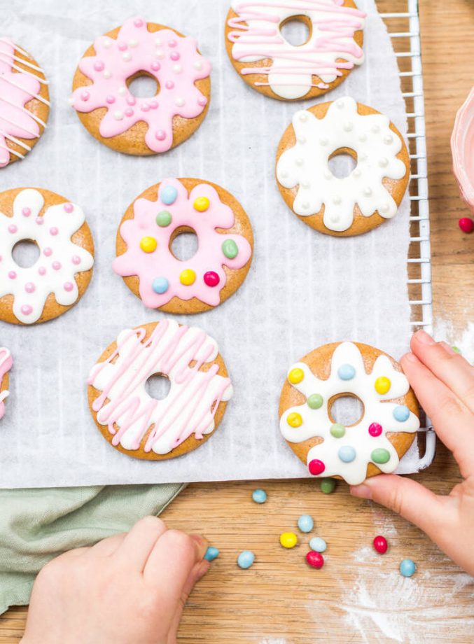 Hand decorated doughnut biscuits