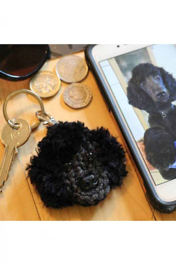 Personalised Crochet 2D Dog Face Keyring