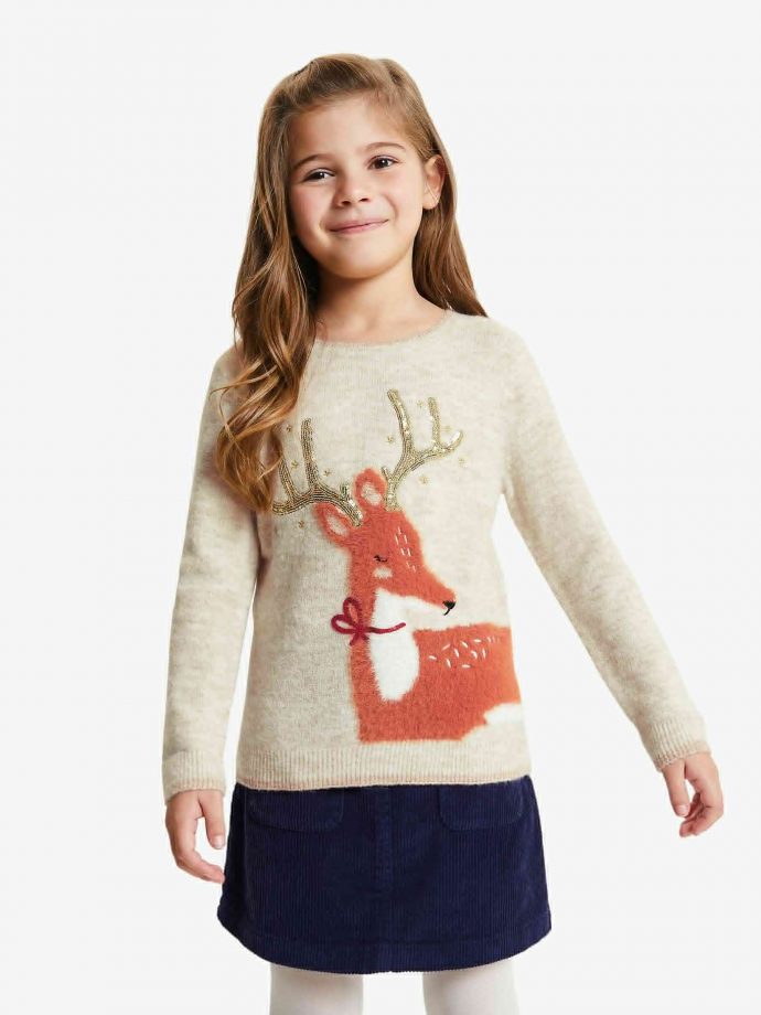 Girls' Reindeer Jumper