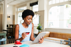 woman shopping online for the Black Friday and Cyber Monday sales