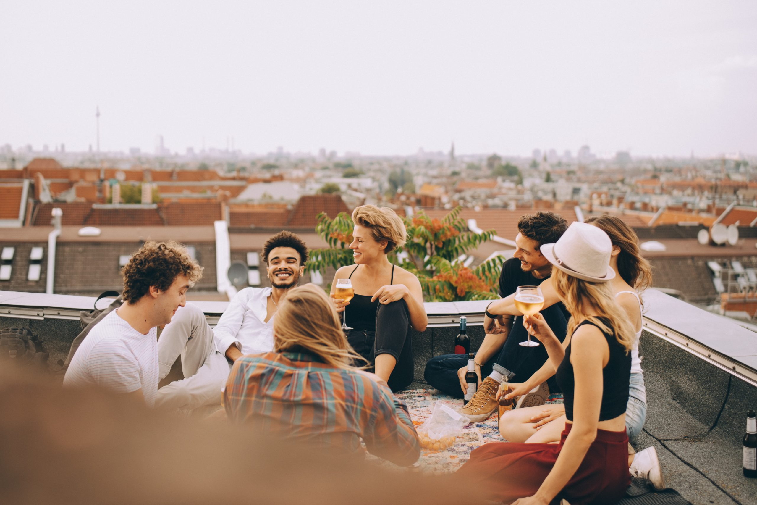A group of friends seven friends gathering - one of the reasons for lockdown fines in England