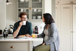 young couple having breakfast