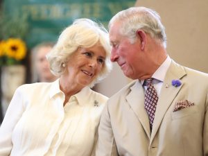 Prince Charles and Duchess Camilla look lovingly at one another