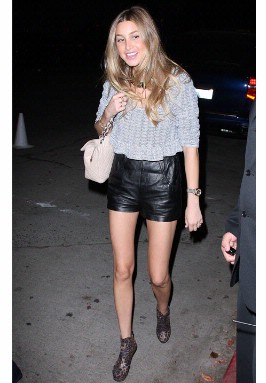 Street Style - Whitney Port tries the leather look