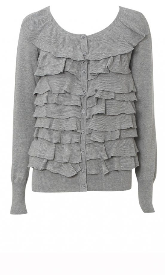 Oasis Ruffled Grey Cardigan, £45
