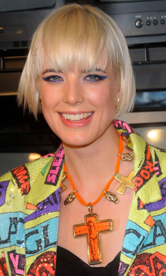 Agyness Deyn Wearing Orange Crucifix Statement Necklace, January 2009